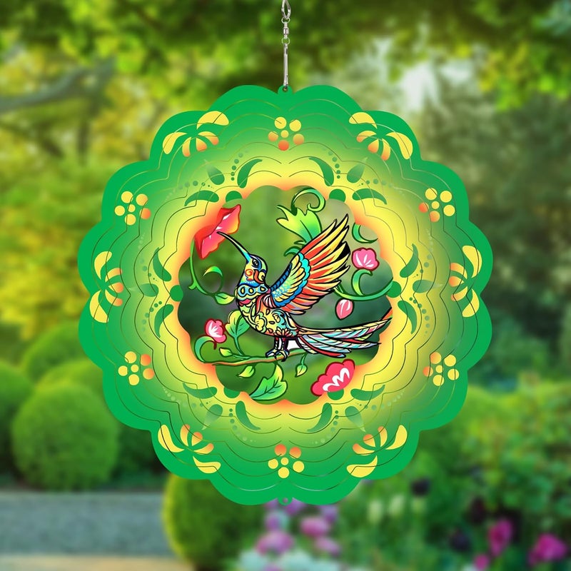 GOTOME Hummingbirds Wind SpinnersOutdoor: Birthday Gifts for Women Metal Garden Ornament - 12inch Hanging Wind Chime for Outside Decorations, Gardening Presents for Mom Grandma Her - Image 4